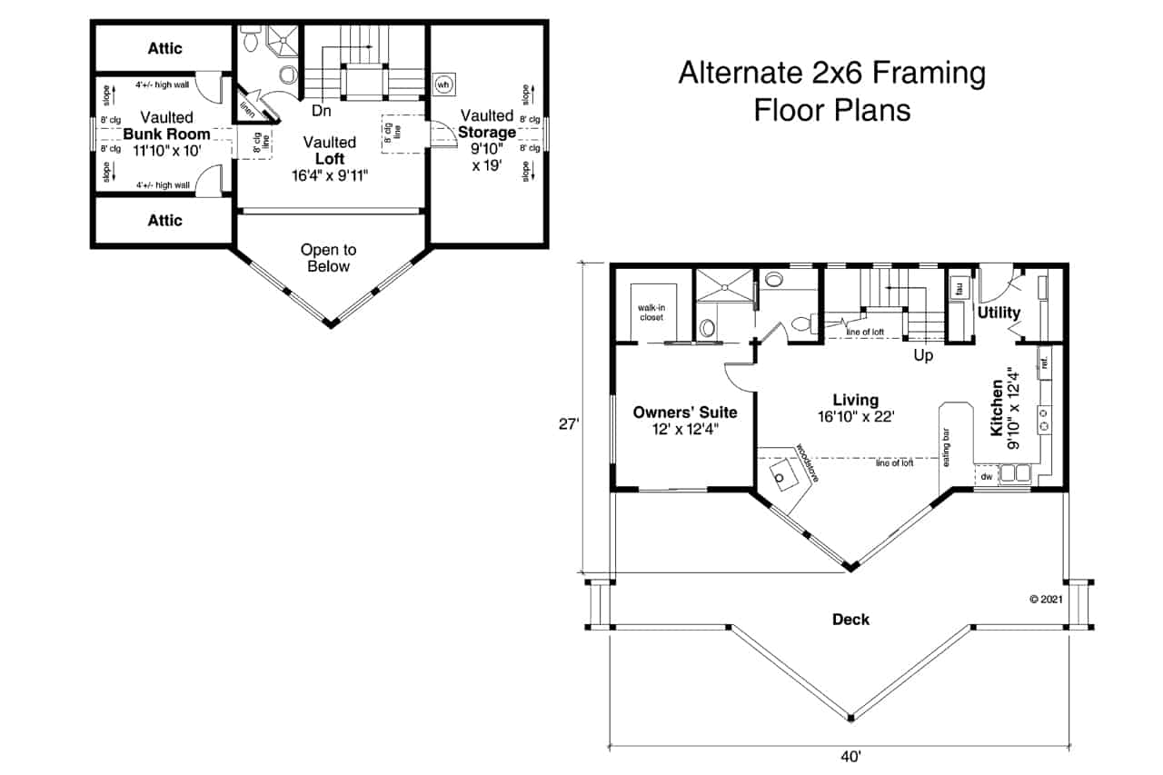 Main Level of Log Cabin Plan #108-1538