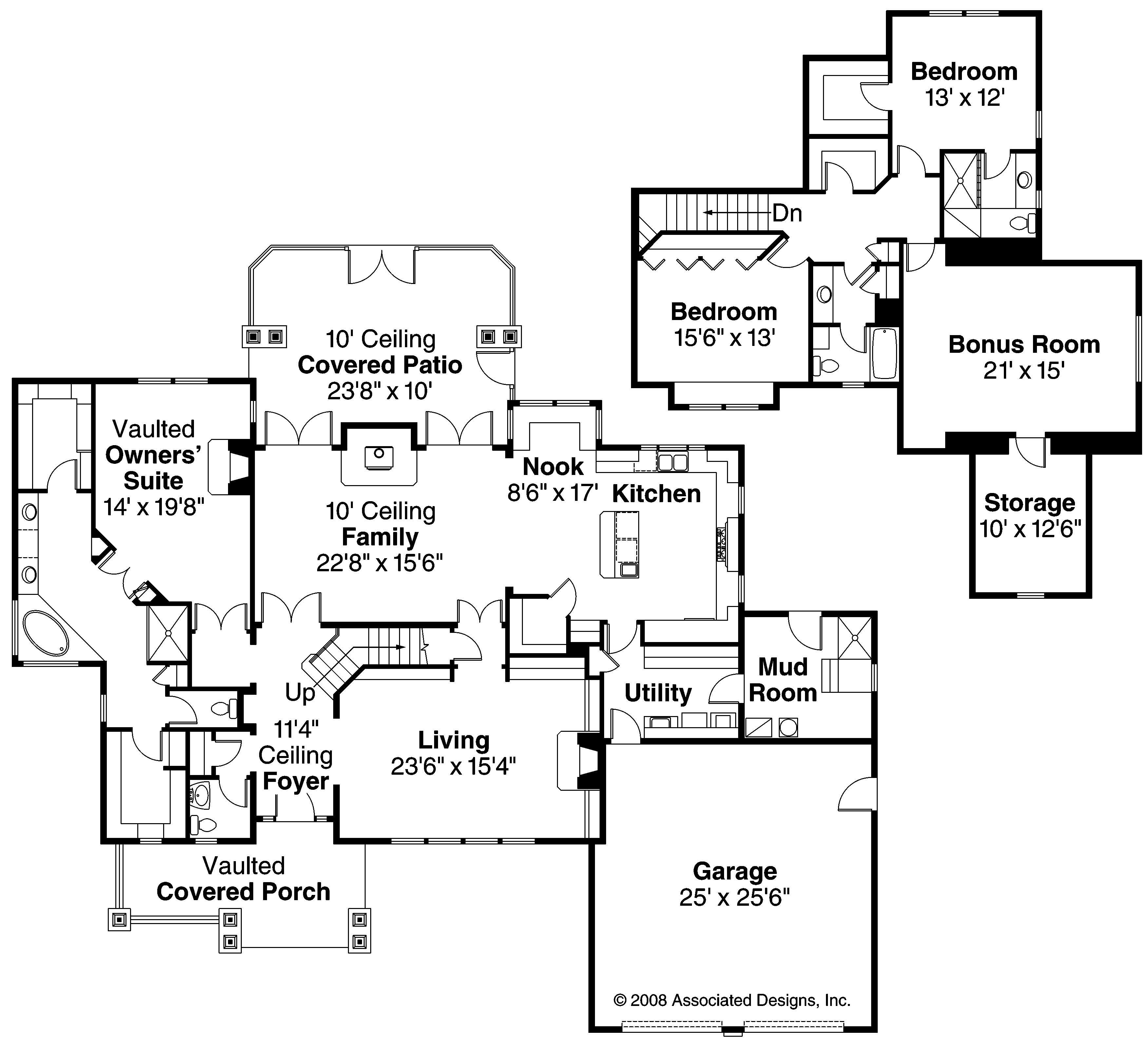 Floor Plan First Story of Country Plan #108-1540