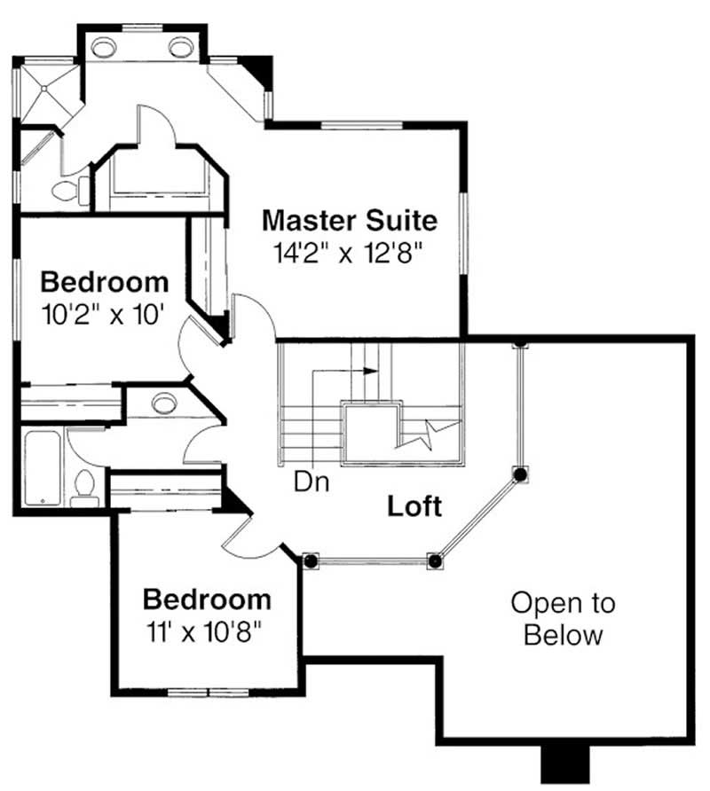 Floor Plan Second Story of Contemporary Plan #108-1541