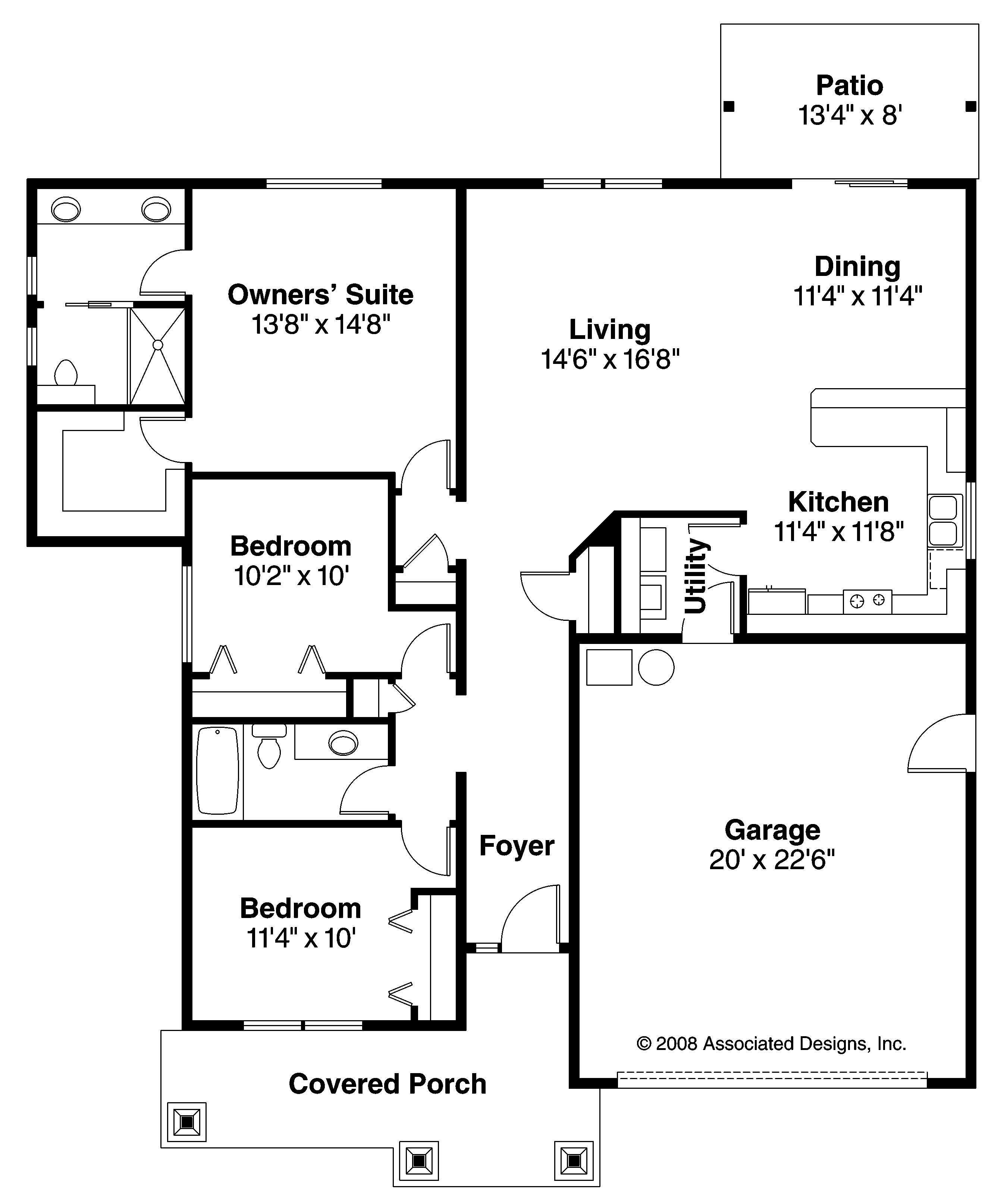 Floor Plan First Story of Country Plan #108-1542