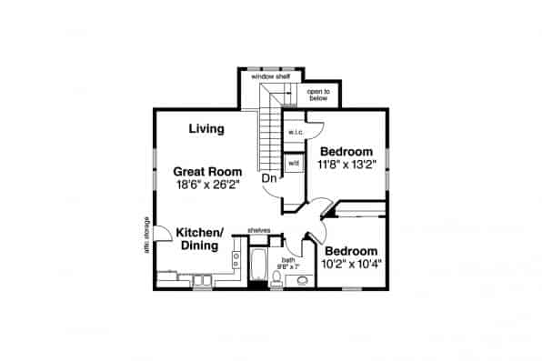 Floor Plan Upper Level of Duplex Country Plan #108-1543