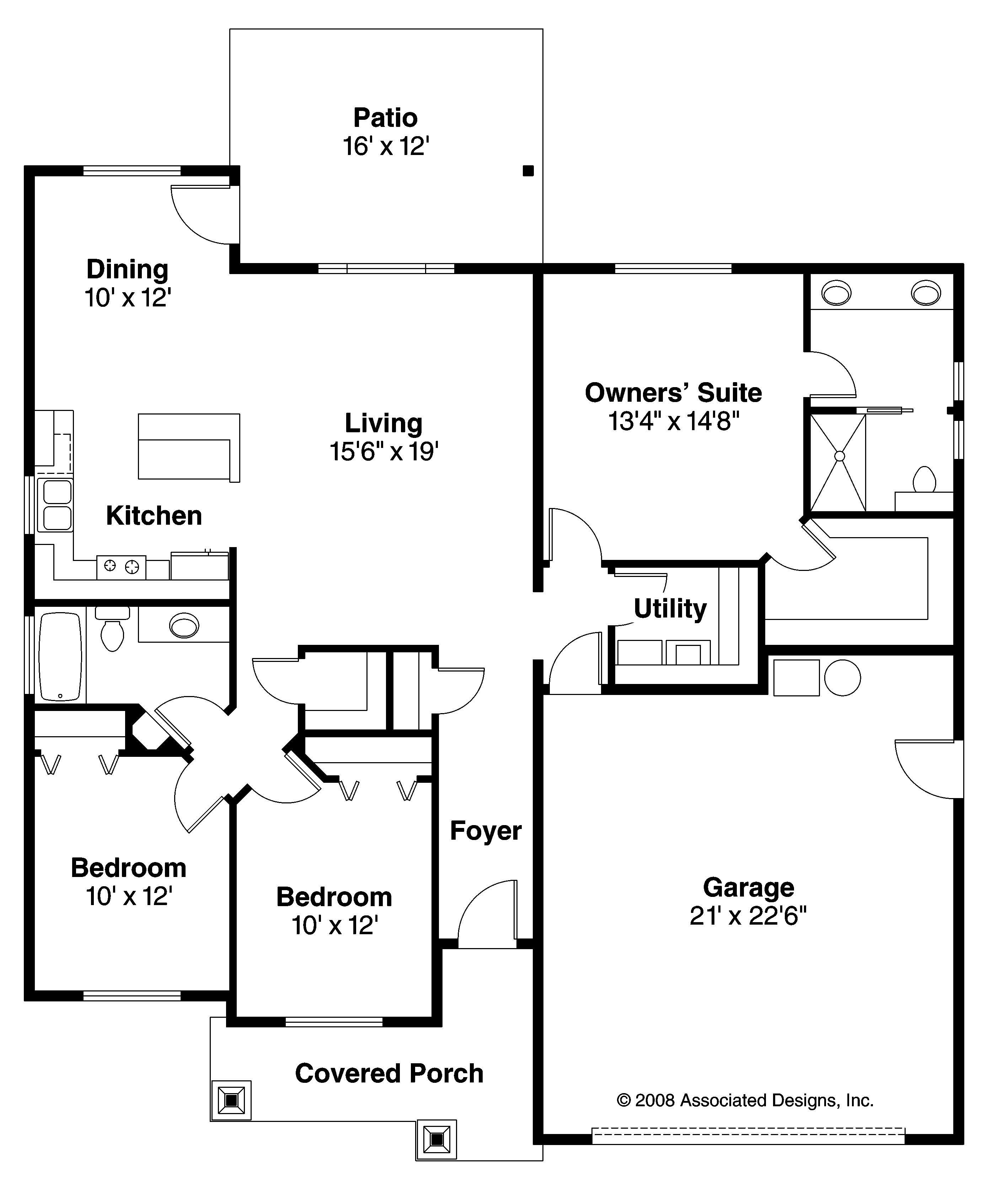 Floor Plan First Story of Craftsman Plan #108-1548