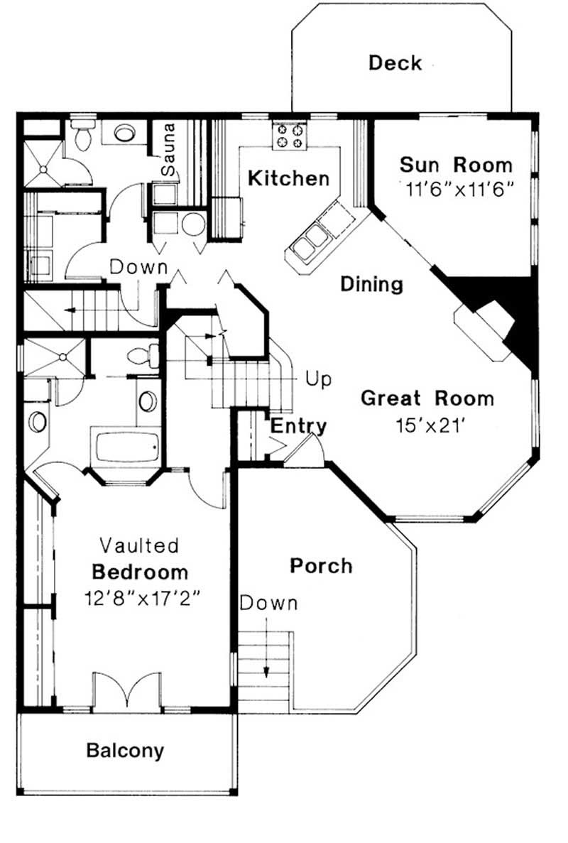 Floor Plan First Story of Contemporary Plan #108-1549