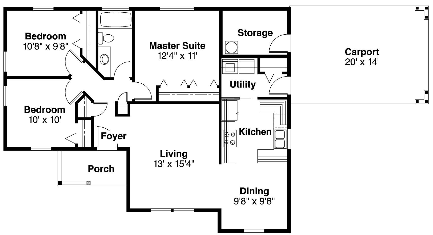 Floor Plan First Story of Small House Plans #108-1551