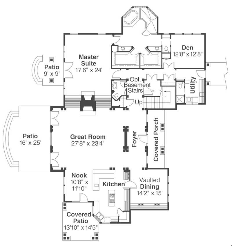 Floor Plan First Story of Craftsman Plan #108-1553