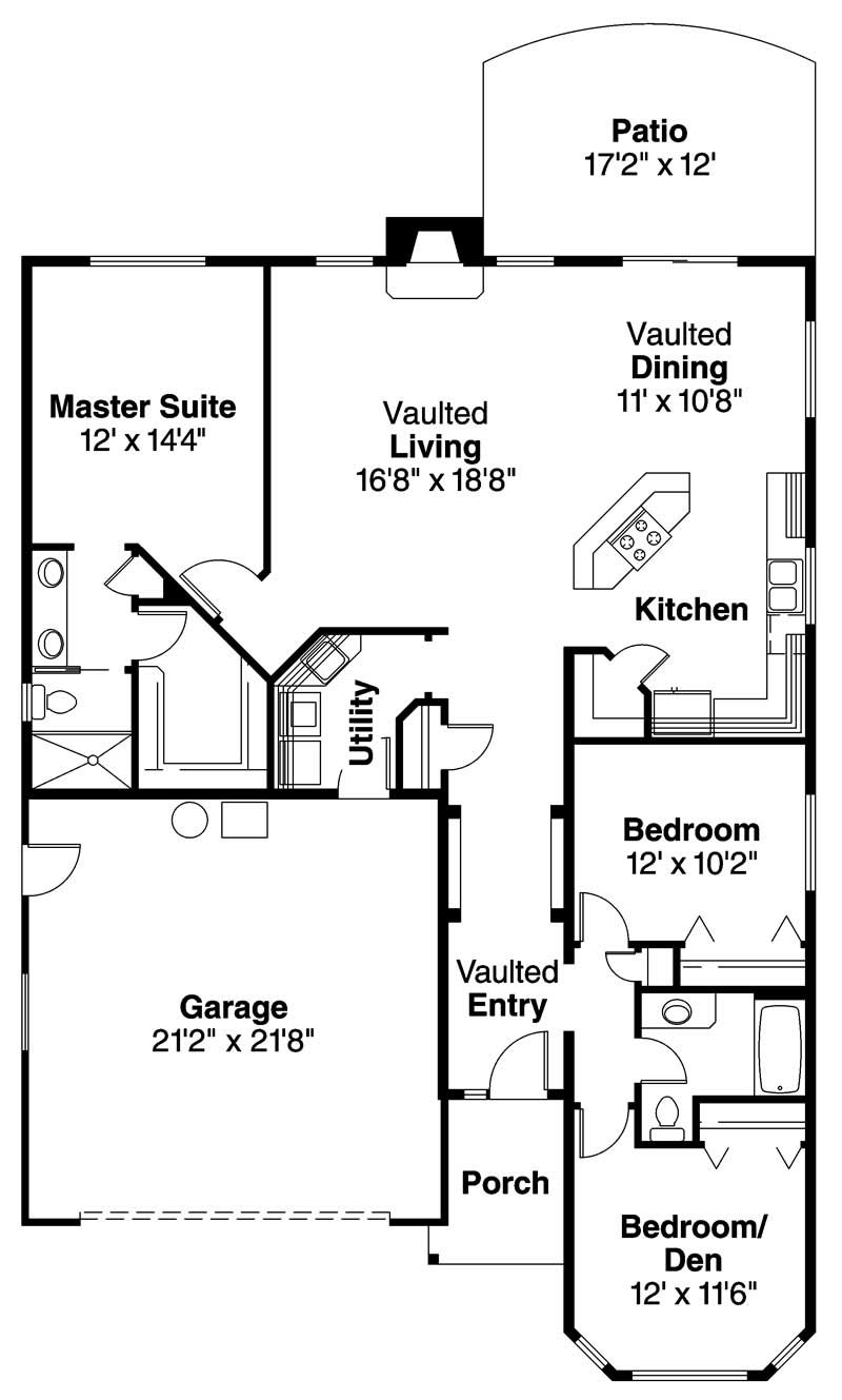 Floor Plan First Story of Contemporary Plan #108-1554