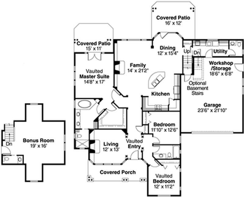 Floor Plan First Story of Country Plan #108-1555