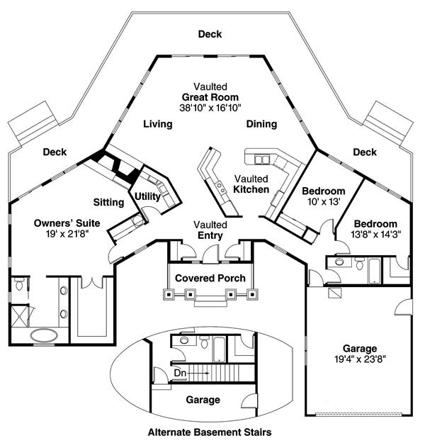 Floor Plan First Story of Contemporary Plan #108-1556