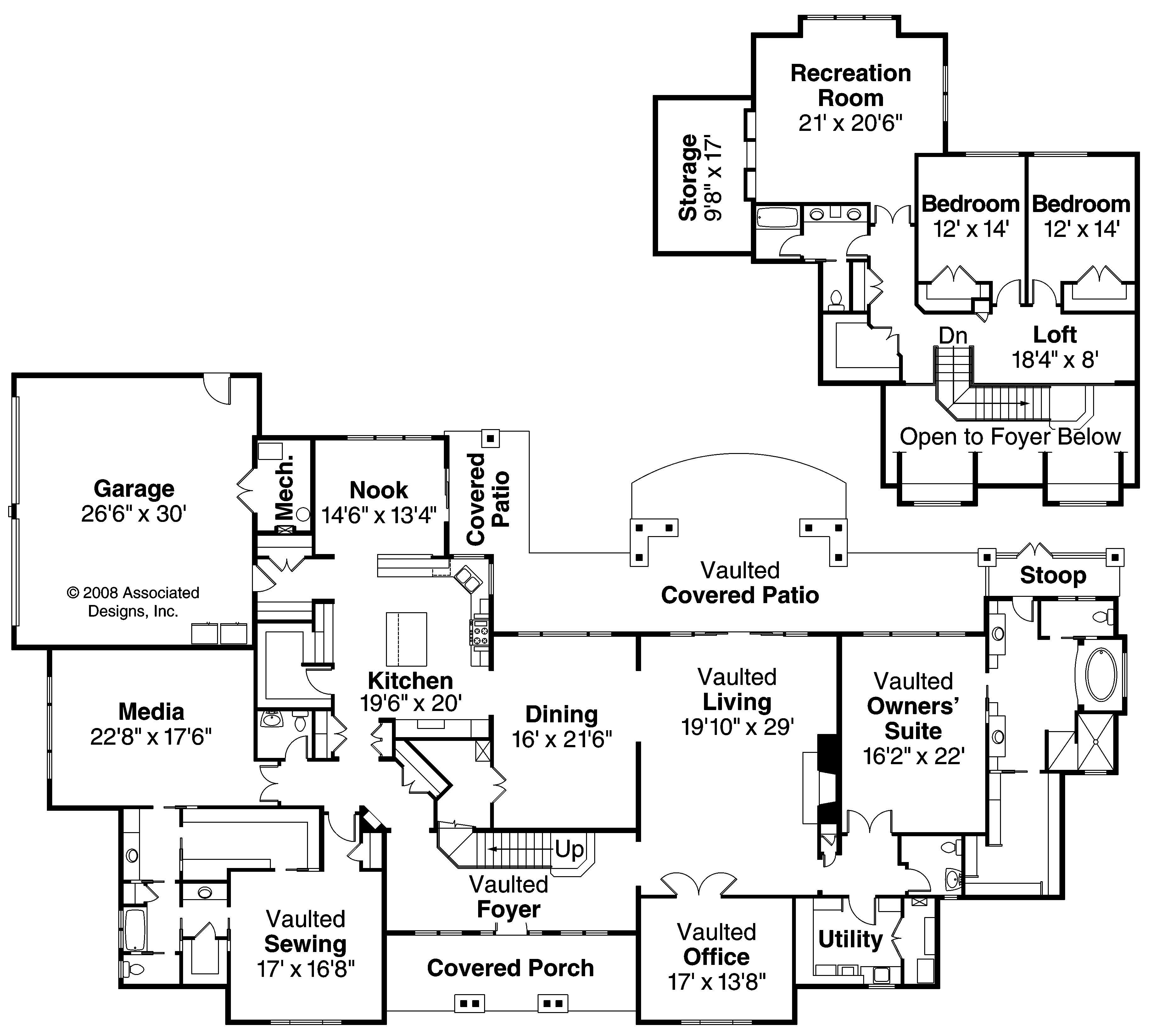 Floor Plan First Story of Country Plan #108-1557