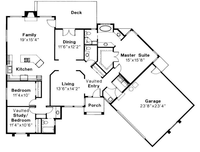 Floor Plan First Story of Ranch Plan #108-1558
