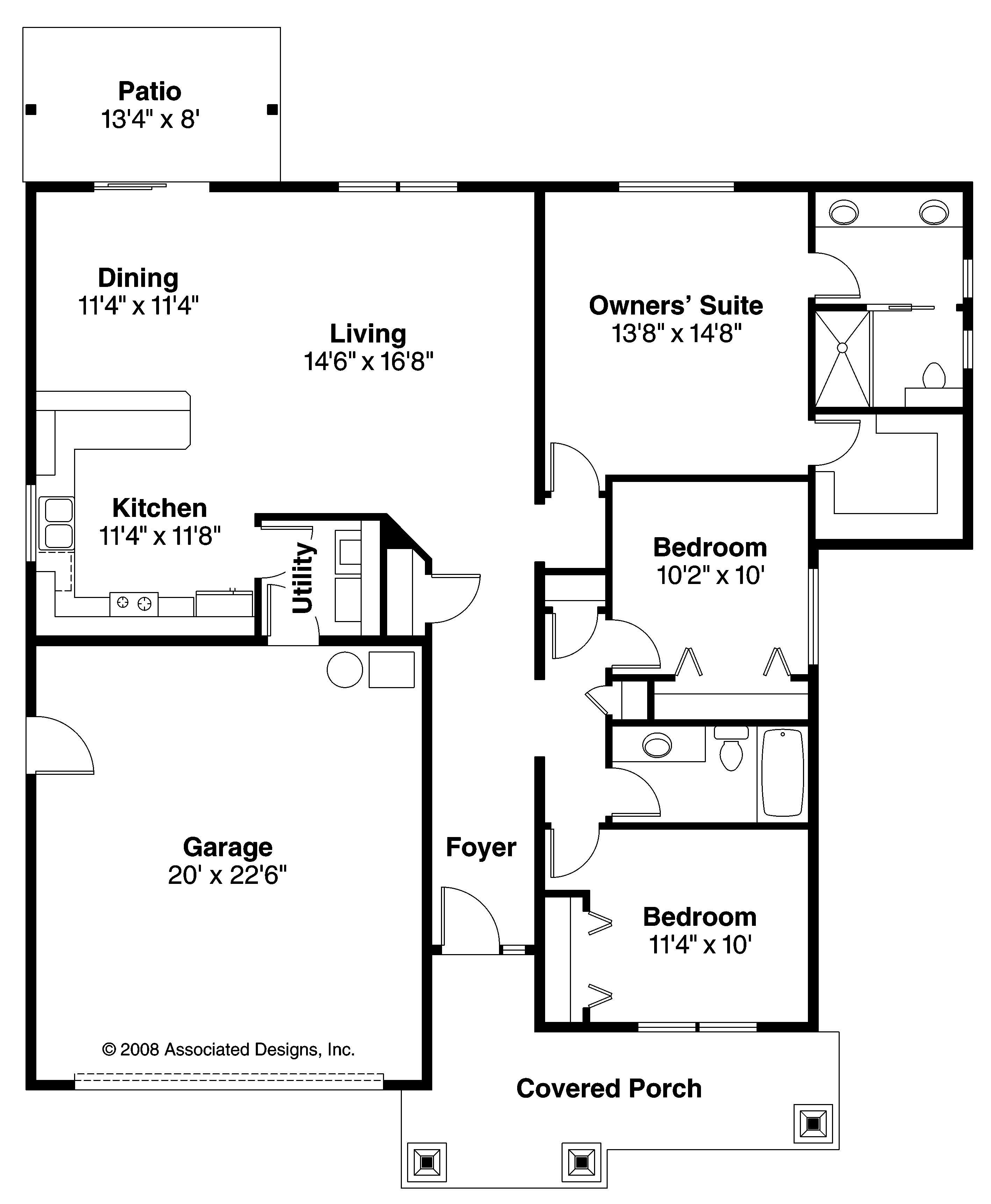 Floor Plan First Story of Craftsman Plan #108-1560