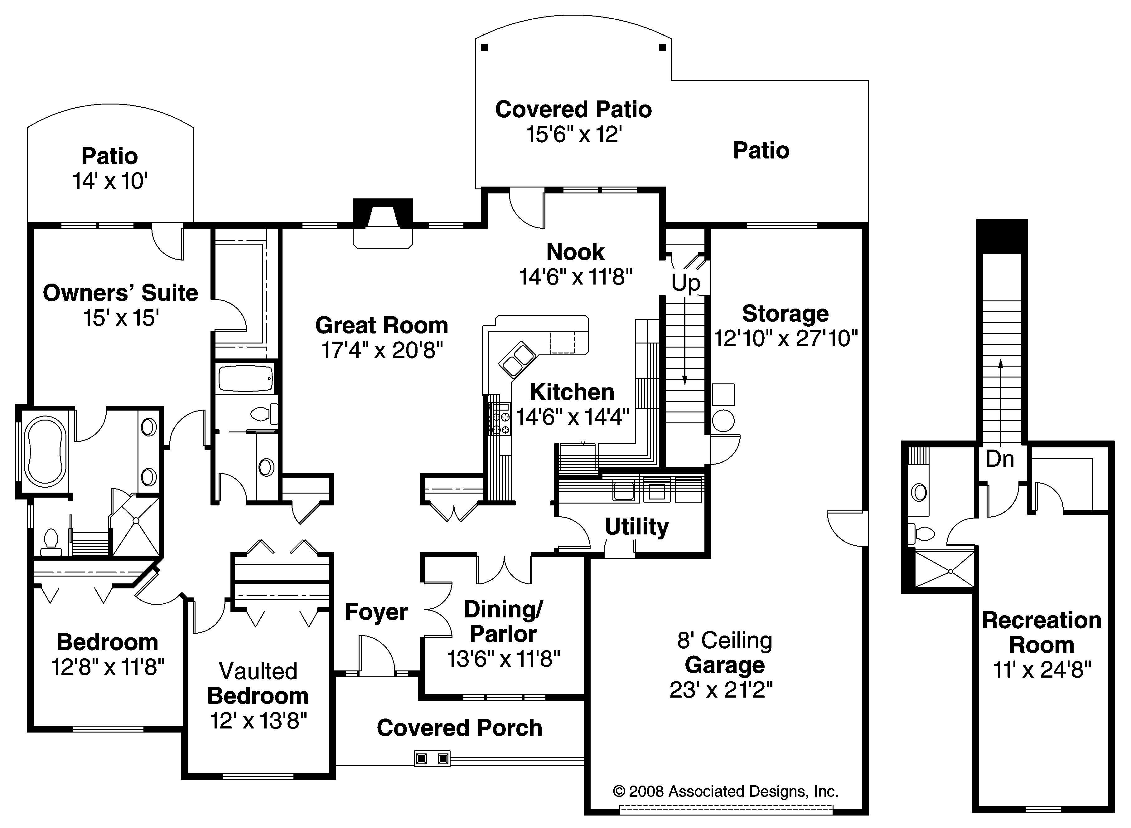 Floor Plan First Story of Cape Cod Plan #108-1561
