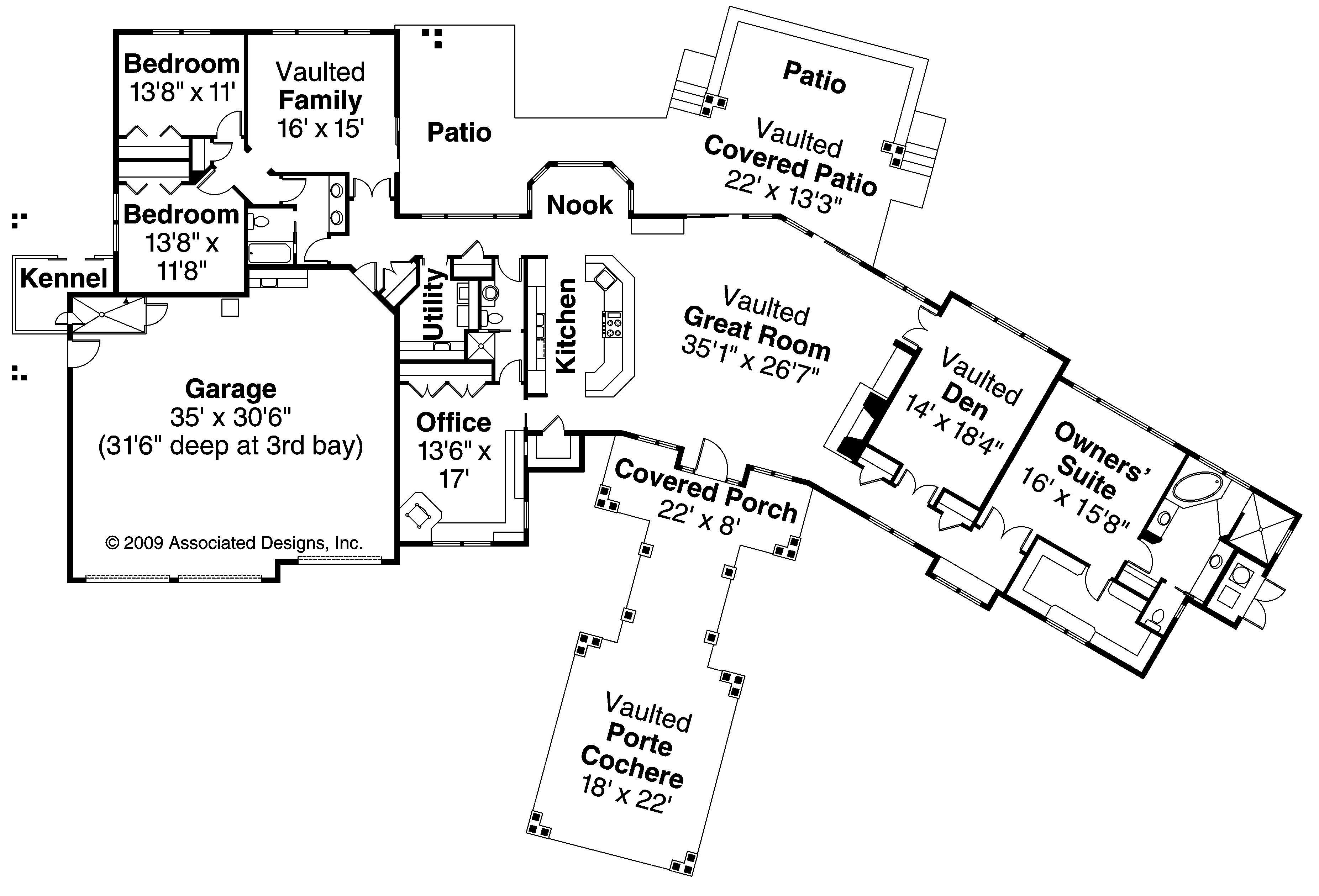 Floor Plan First Story of Luxury Plan #108-1562