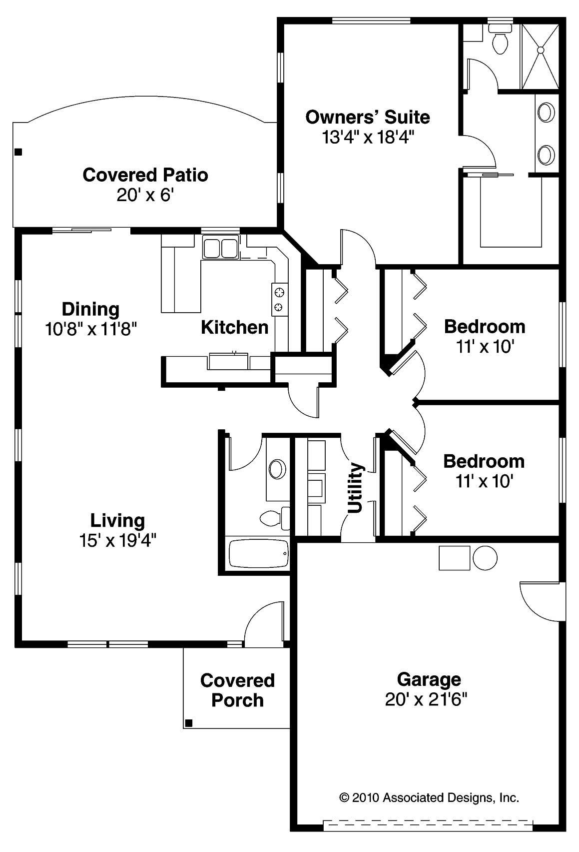 Floor Plan First Story of Craftsman Plan #108-1563