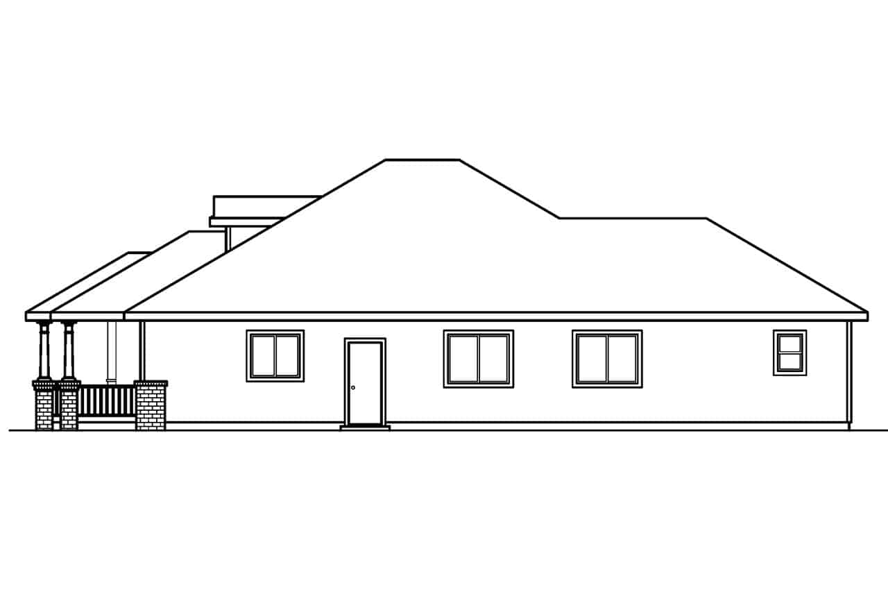 Home Plan Right Elevation of this 3-Bedroom,1598 Sq Ft Plan -108-1564