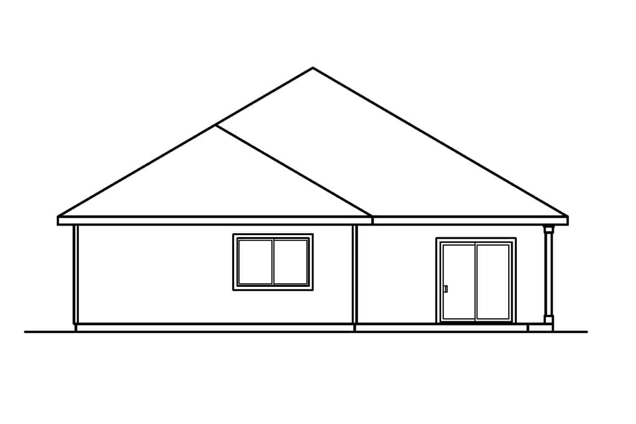 Home Plan Rear Elevation of this 3-Bedroom,1598 Sq Ft Plan -108-1564