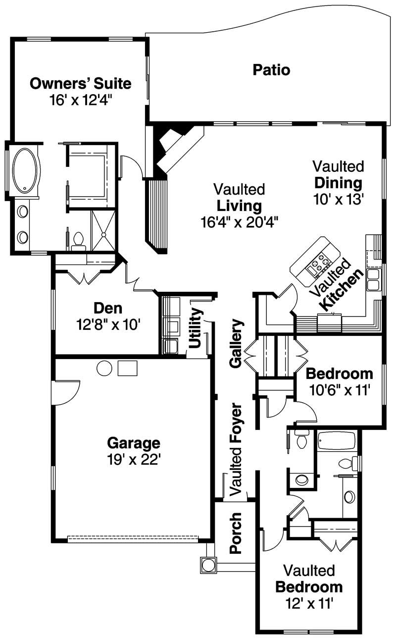 Floor Plan First Story of Southwest Plan #108-1566