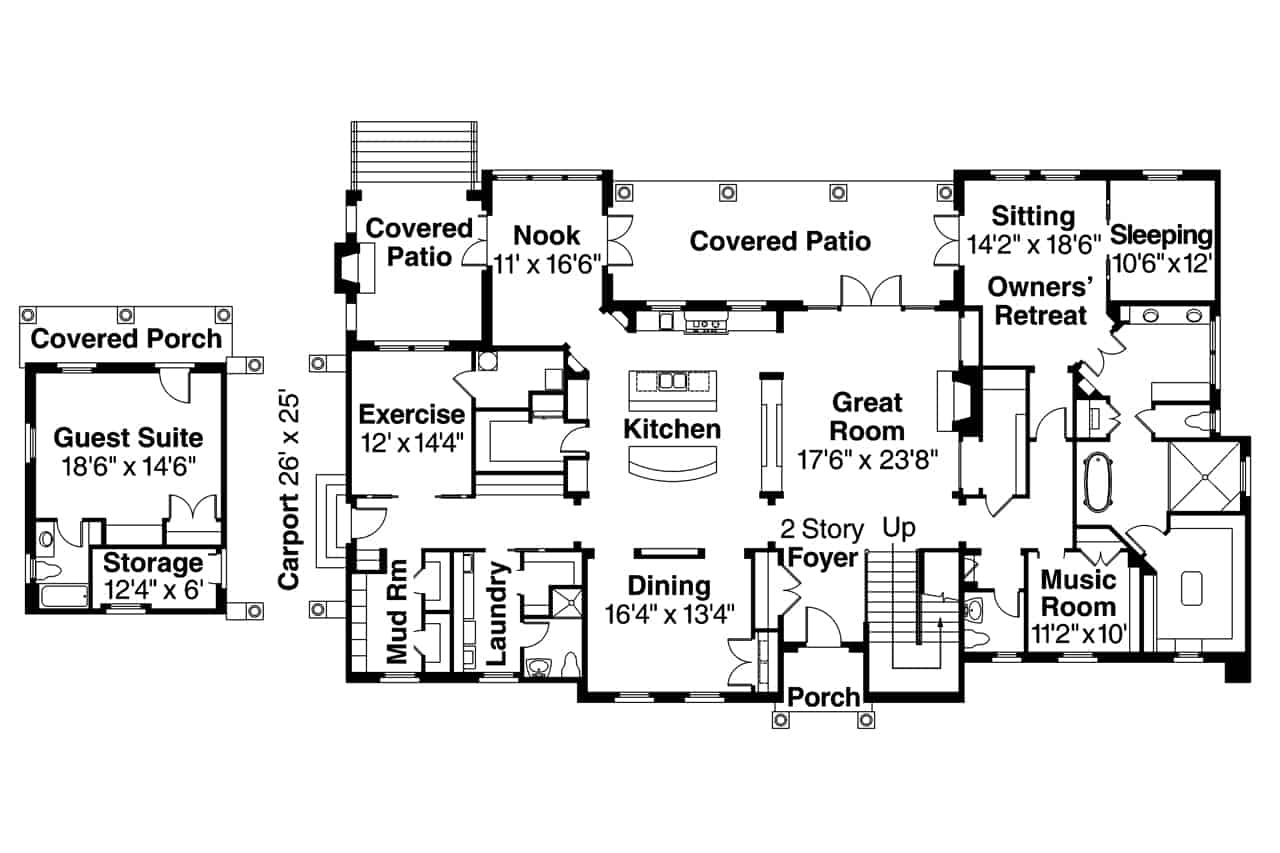Floor Plan First Story of European Plan #108-1567