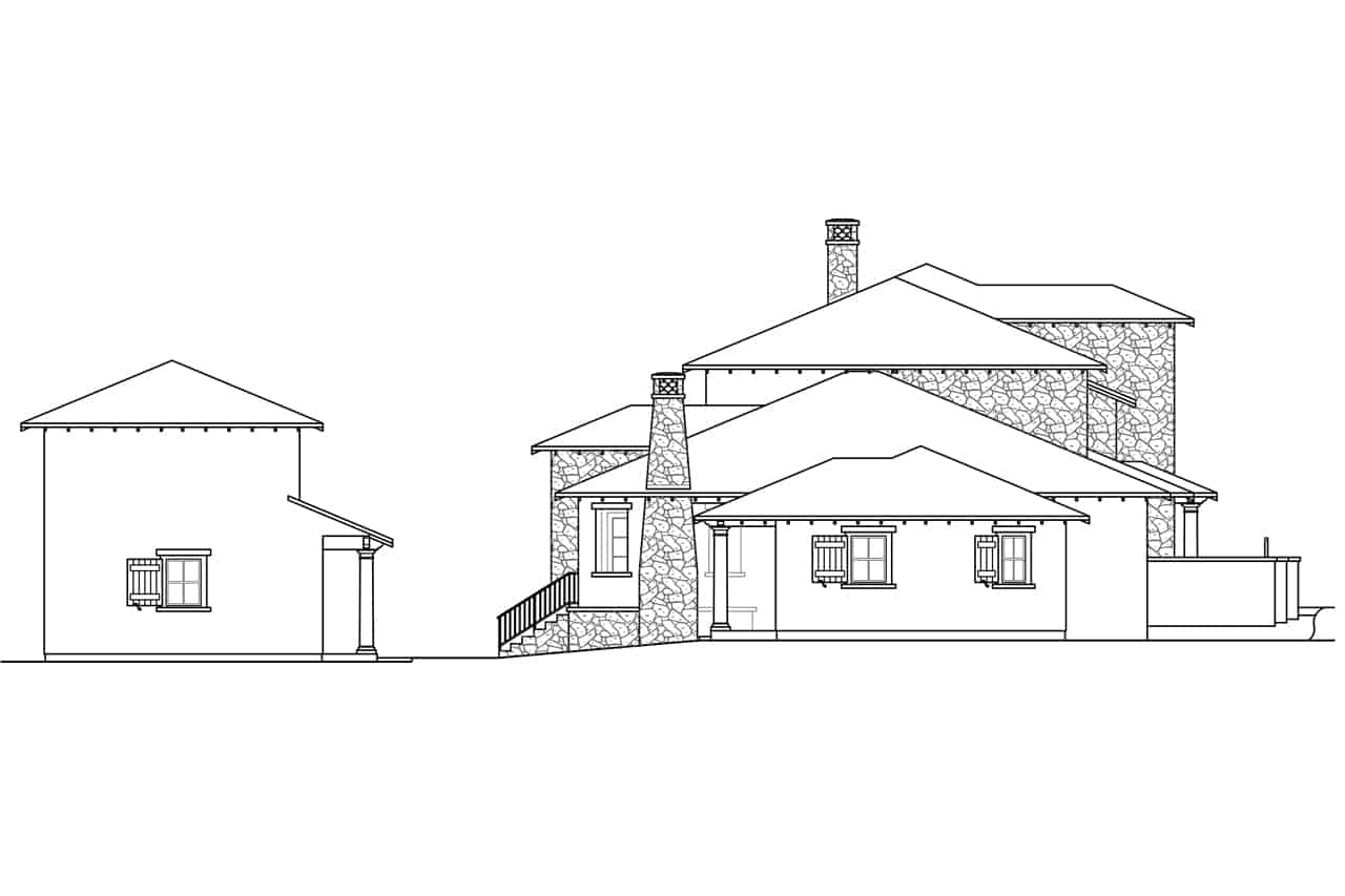 Home Plan Left Elevation of this 5-Bedroom,6455 Sq Ft Plan -108-1567