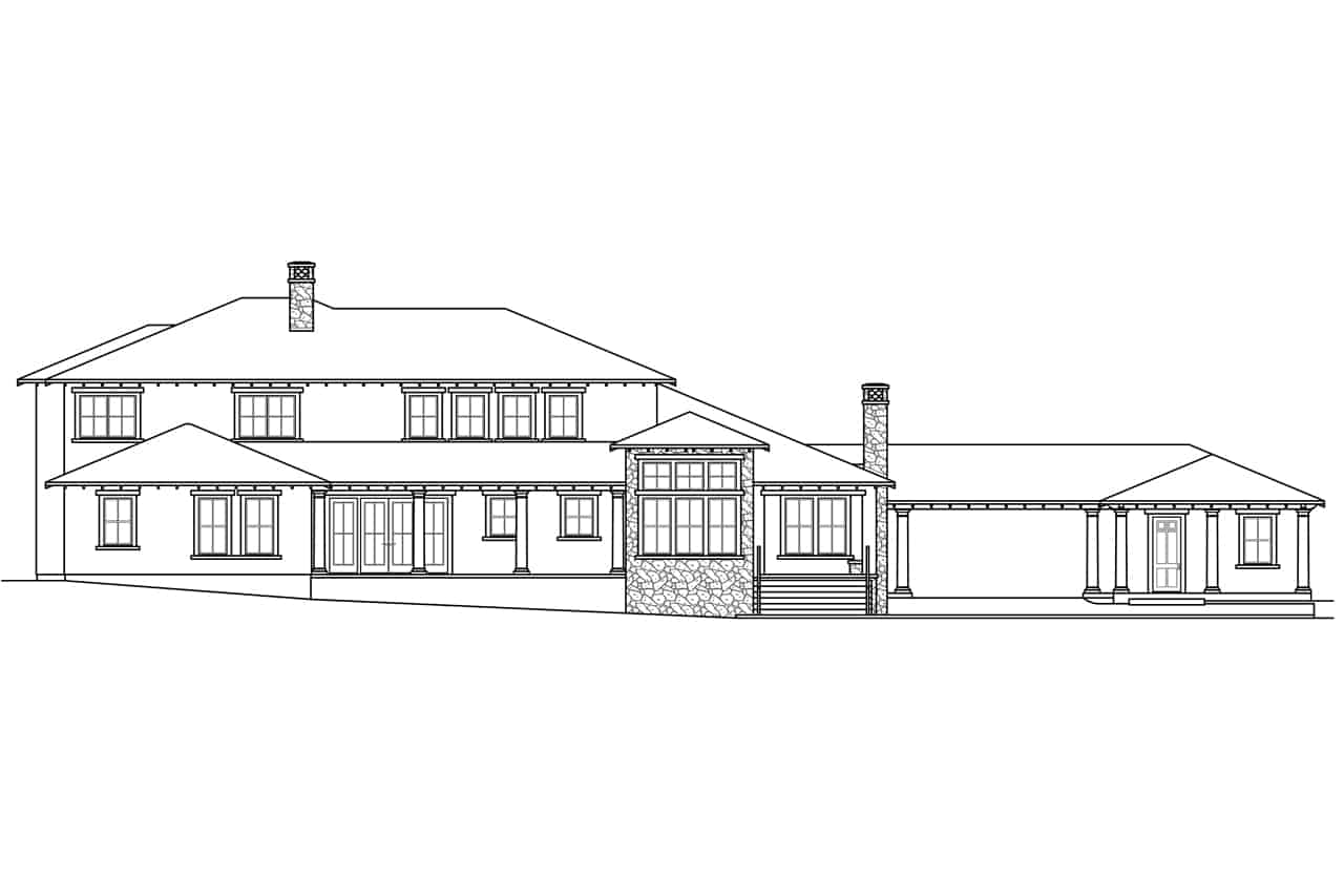 Home Plan Rear Elevation of this 5-Bedroom,6455 Sq Ft Plan -108-1567