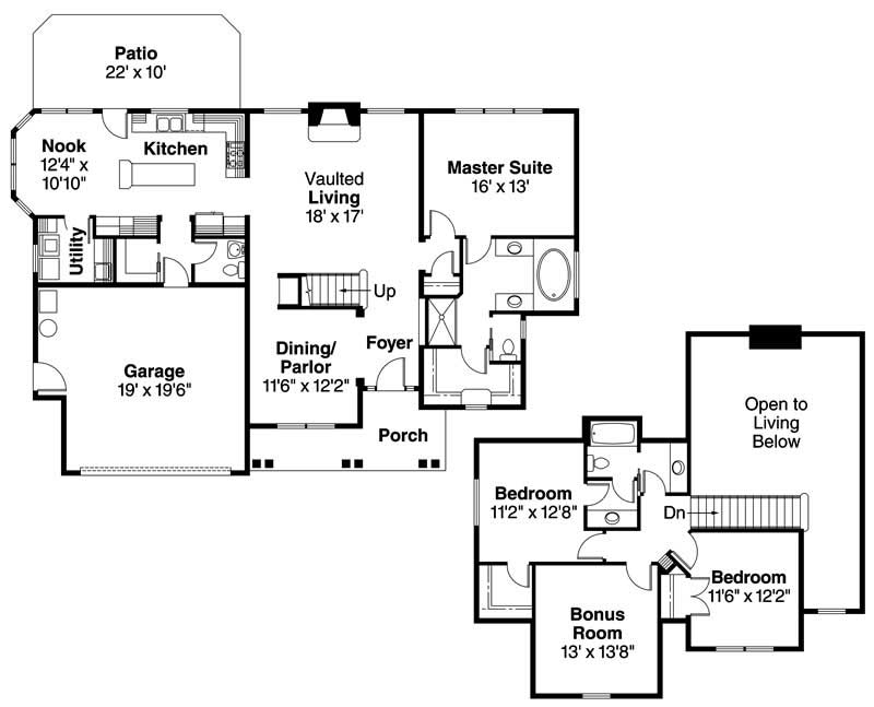 Floor Plan First Story of Georgian Plan #108-1568