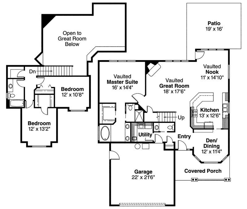 Floor Plan First Story of Contemporary Plan #108-1570