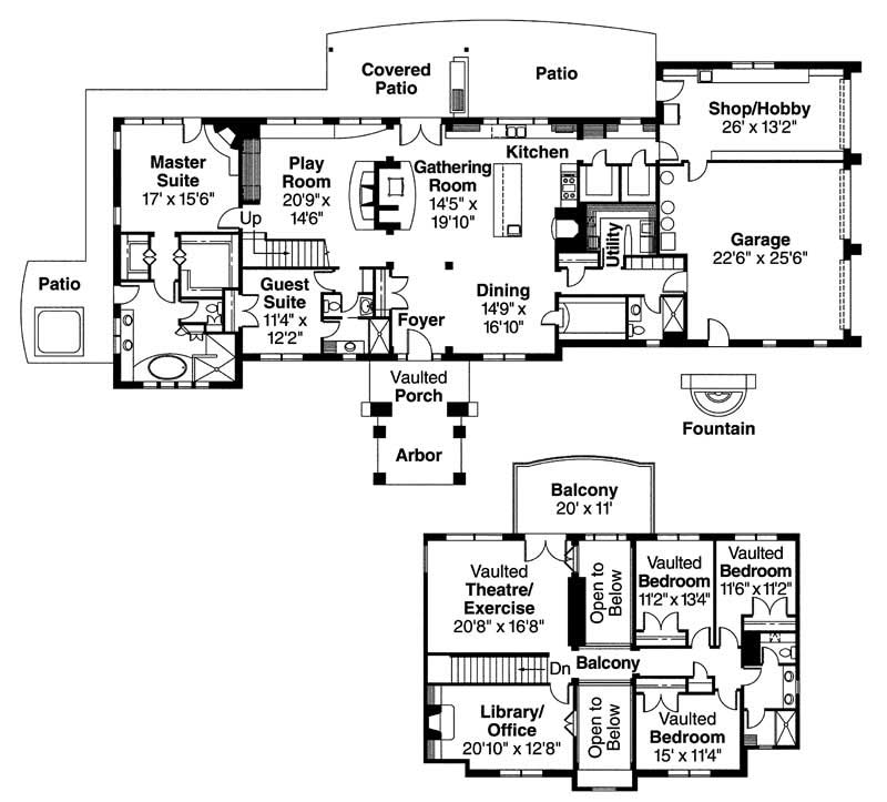 Floor Plan First Story of European Plan #108-1572