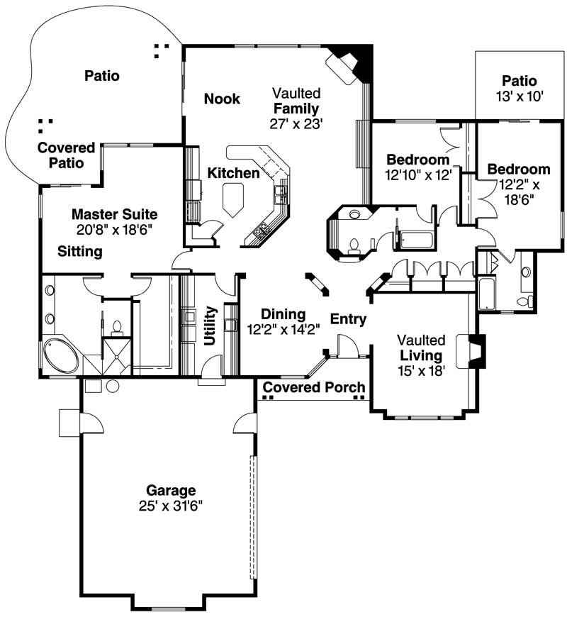 Floor Plan First Story of Contemporary Plan #108-1573