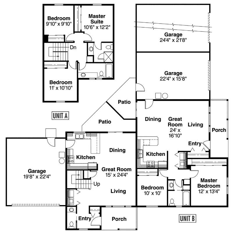 Floor Plan First Story of Country Plan #108-1576