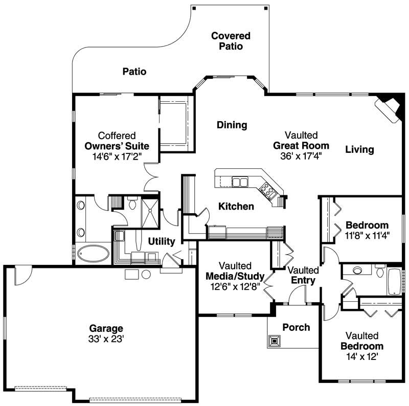 Floor Plan First Story of Craftsman Plan #108-1577