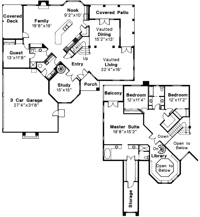 Floor Plan First Story of Mediterranean Plan #108-1578