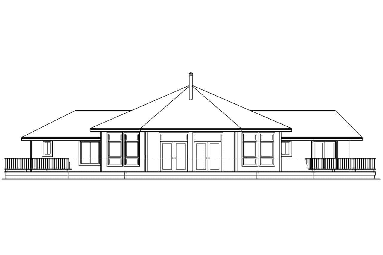 Home Plan Rear Elevation of this 3-Bedroom,2001 Sq Ft Plan -108-1581