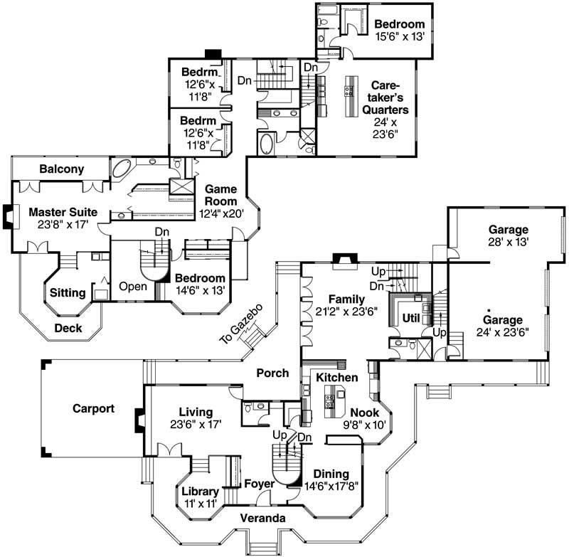 Floor Plan First Story of Colonial Plan #108-1583