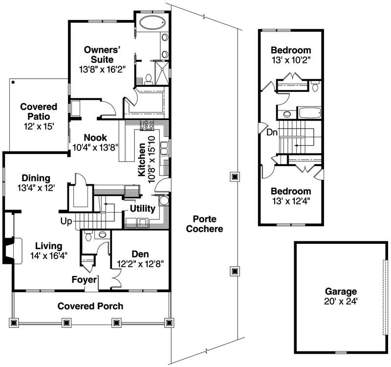 Floor Plan First Story of Ranch Plan #108-1586