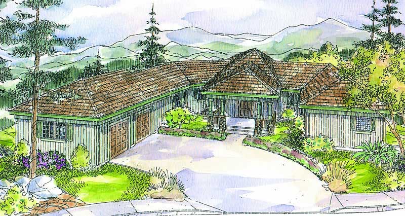 Front elevation of Craftsman home (ThePlanCollection: House Plan #108-1589)