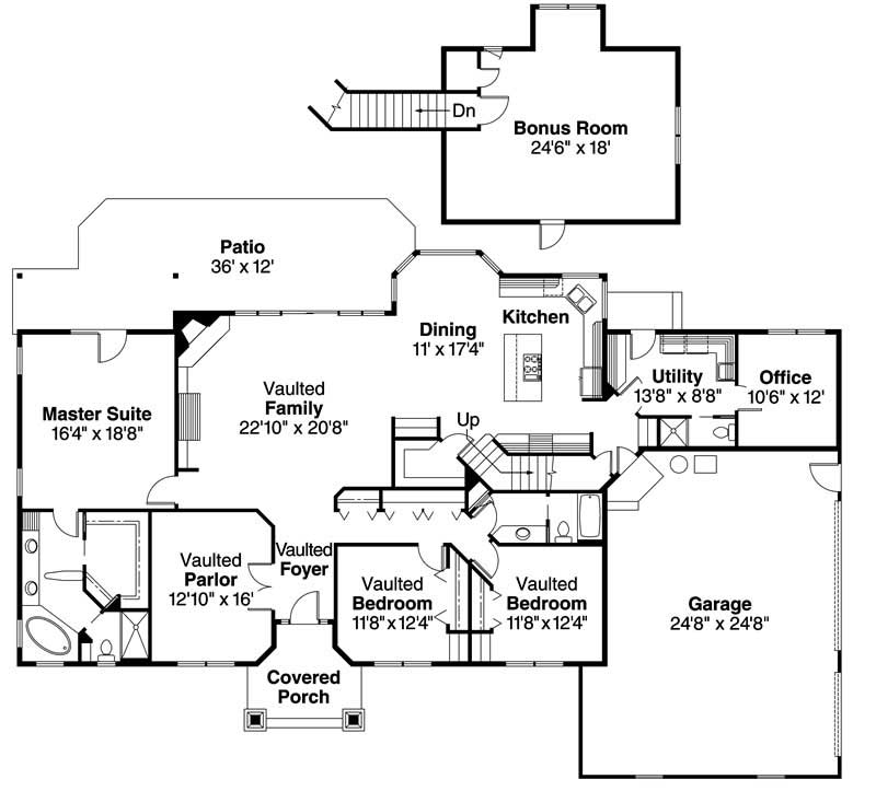 Floor Plan First Story of Coastal Plan #108-1593