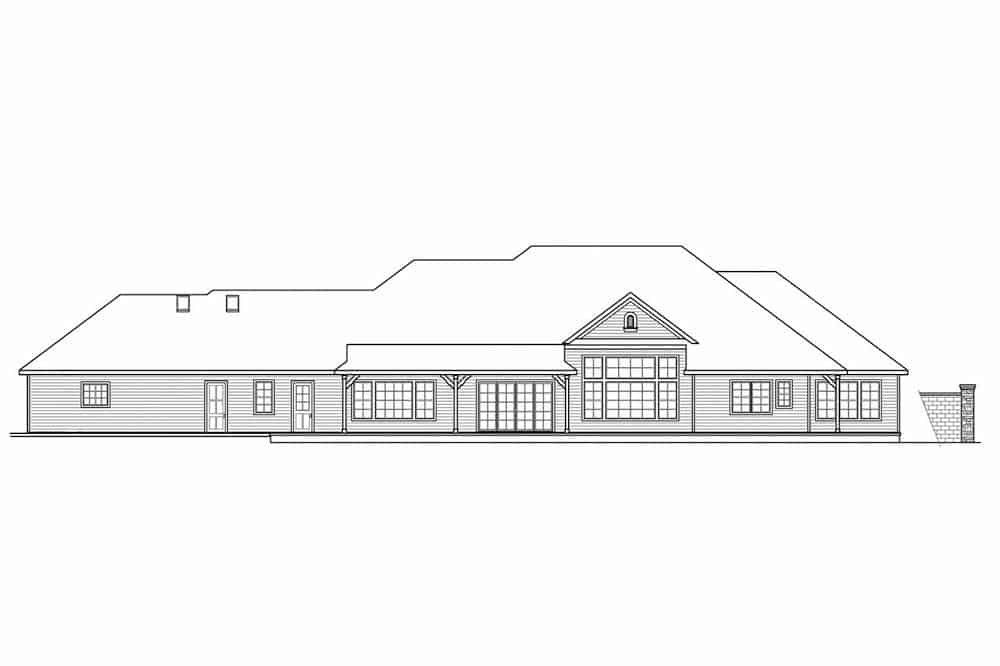 Home Plan Rear Elevation of this 4-Bedroom,4901 Sq Ft Plan -108-1601