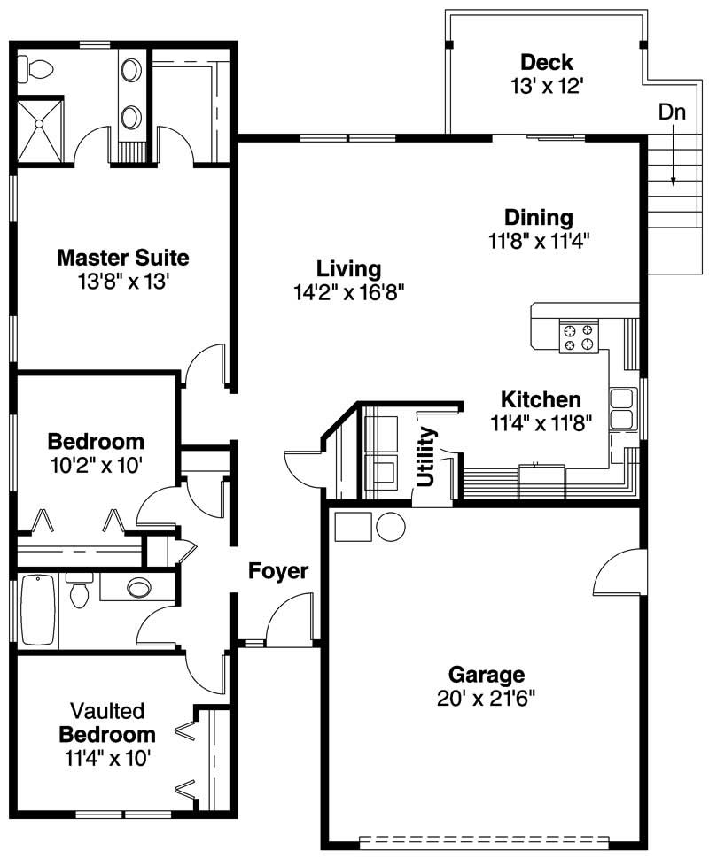Floor Plan First Story of Contemporary Plan #108-1602