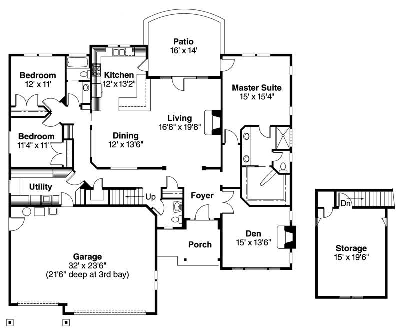 Floor Plan First Story of Craftsman Plan #108-1613