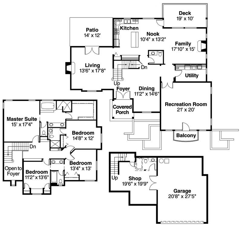 Floor Plan First Story of European Plan #108-1615