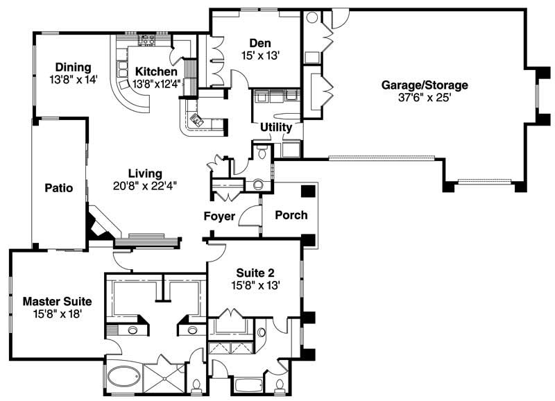 Floor Plan First Story of Coastal Plan #108-1616