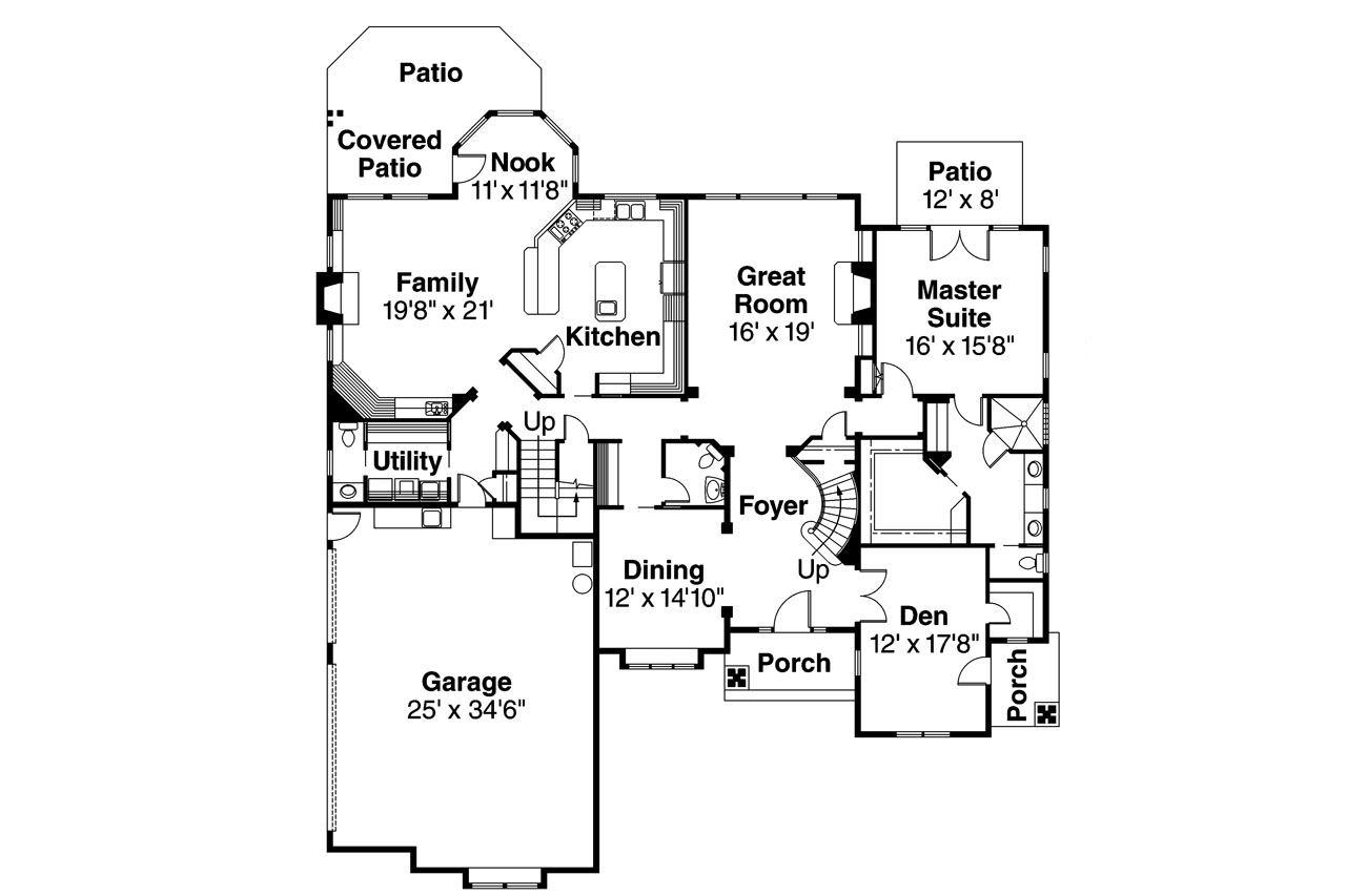 Floor Plan First Story of European Plan #108-1619
