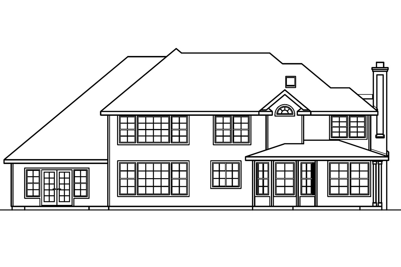 Home Plan Rear Elevation of this 5-Bedroom,4350 Sq Ft Plan -108-1619