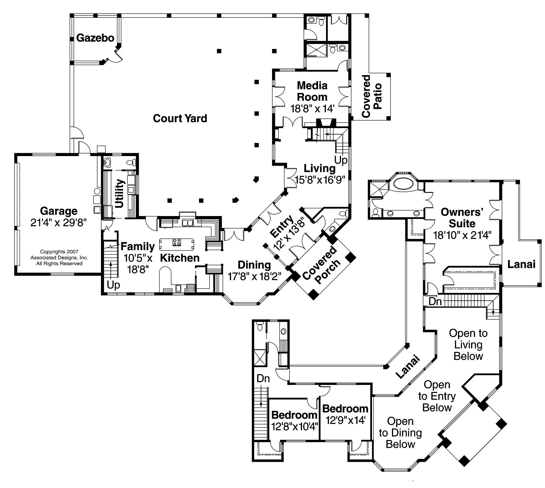 Floor Plan First Story of Mediterranean Plan #108-1620