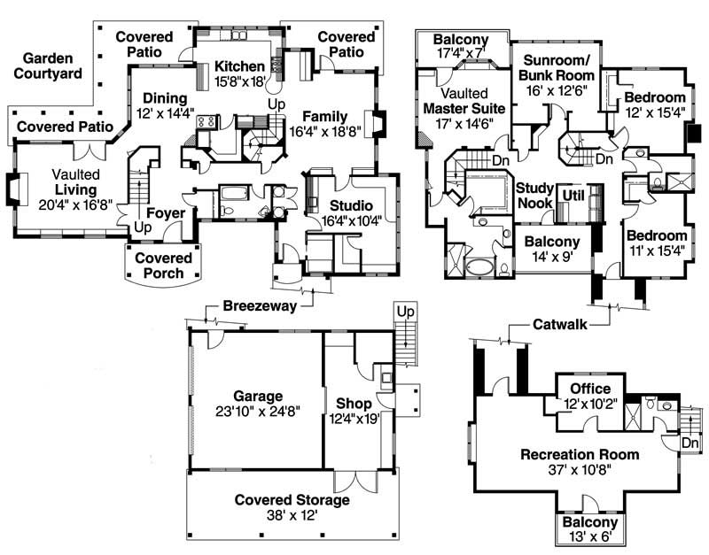 Floor Plan First Story of European Plan #108-1625