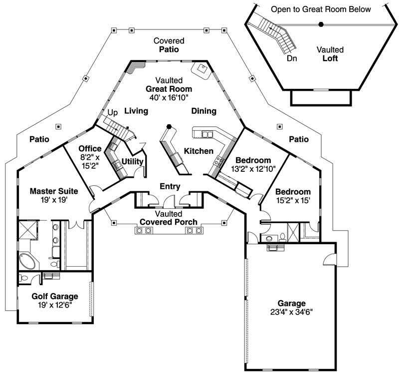 Floor Plan First Story of Contemporary Plan #108-1626