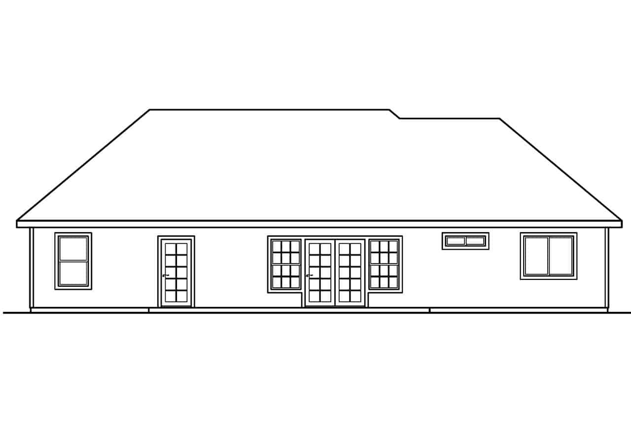 Home Plan Rear Elevation of this 3-Bedroom,2174 Sq Ft Plan -108-1627