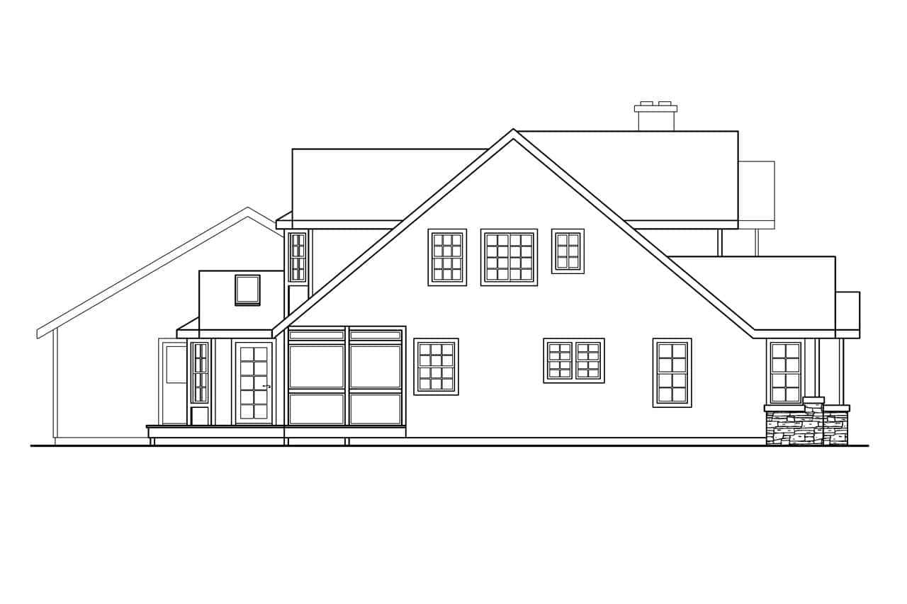 Home Plan Left Elevation of this 4-Bedroom,3291 Sq Ft Plan -108-1633