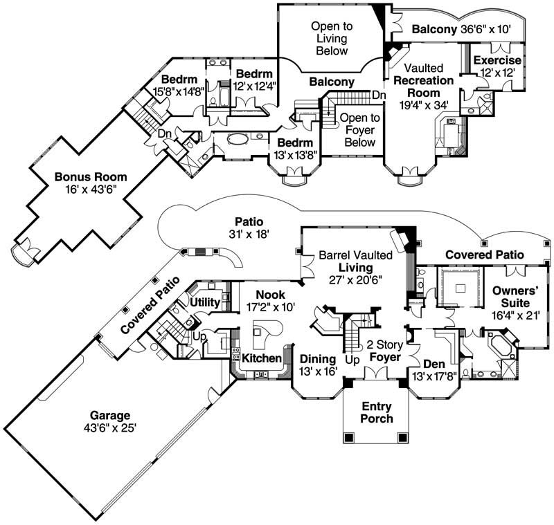 Floor Plan First Story of European Plan #108-1634