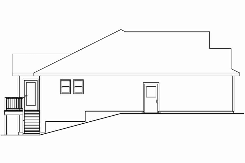 Home Plan Left Elevation of this 3-Bedroom,1467 Sq Ft Plan -108-1636